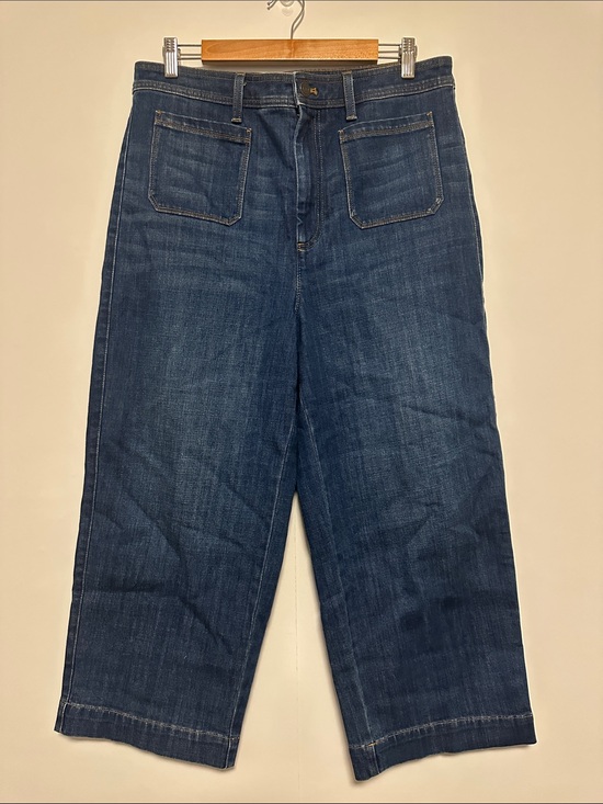 Talbots Denim - Talbots Dark Blue Cropped Wide-Leg High Waist Jeans